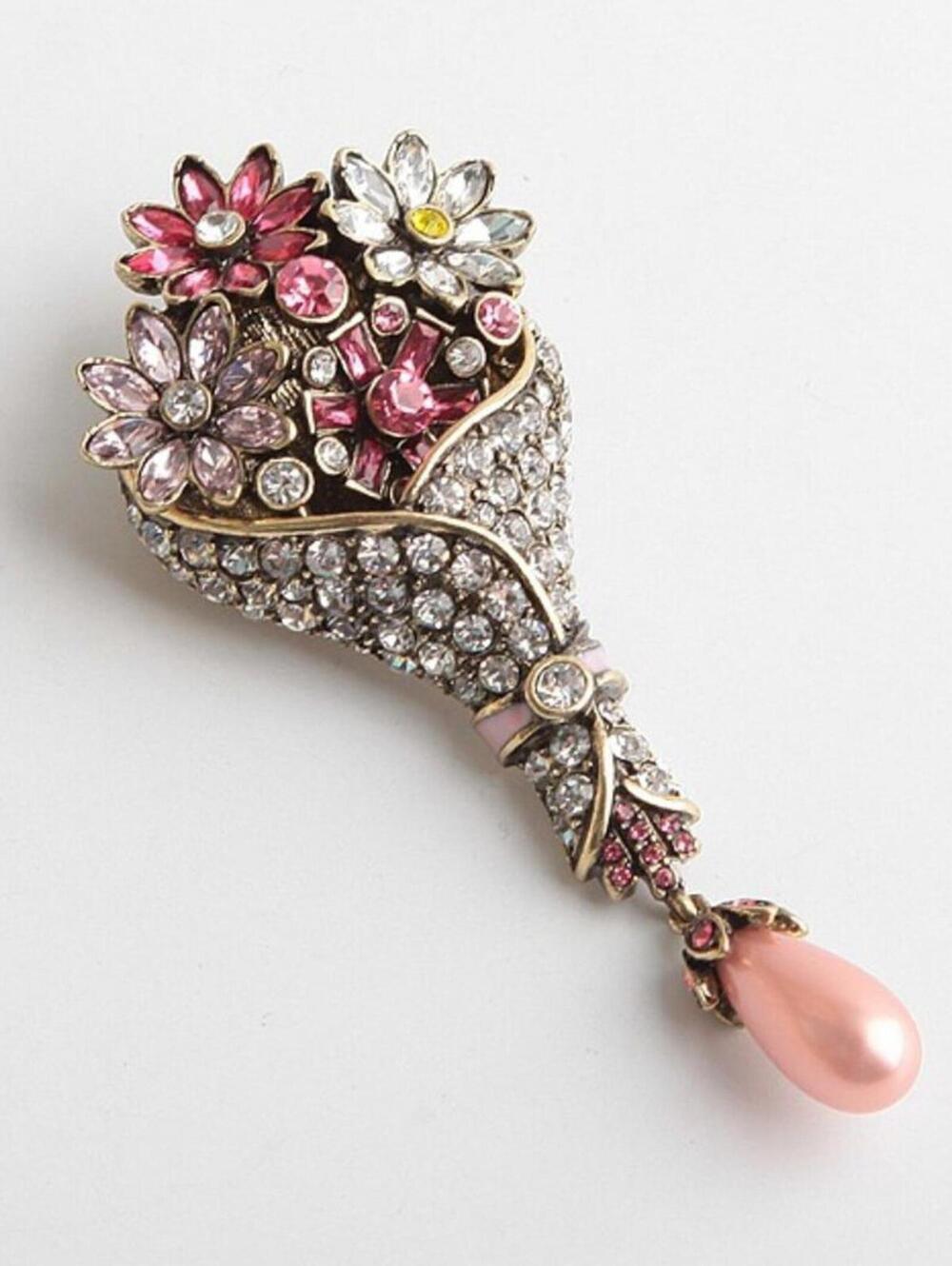 Heidi Daus Floral Bouquet Crystal Brooch